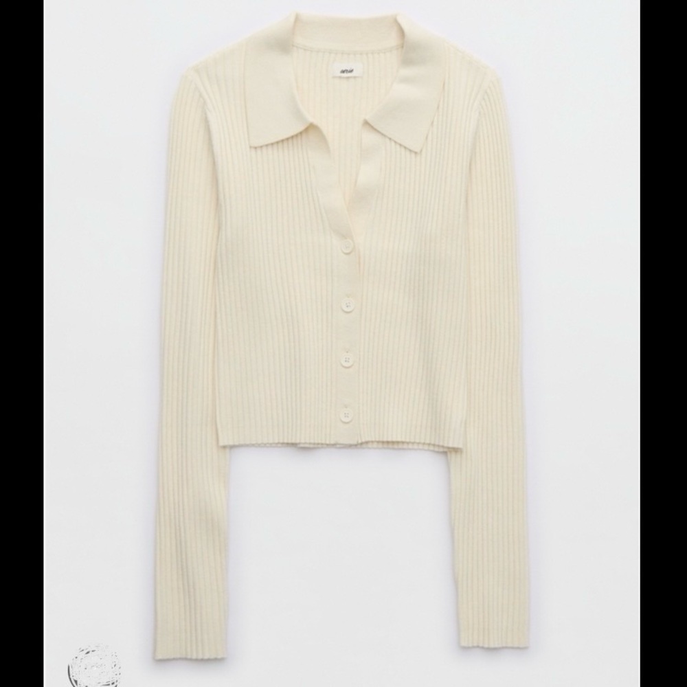 Aerie | Gotta Jet! Polo Sweater, Toasted Coconut, Size XL - EUC